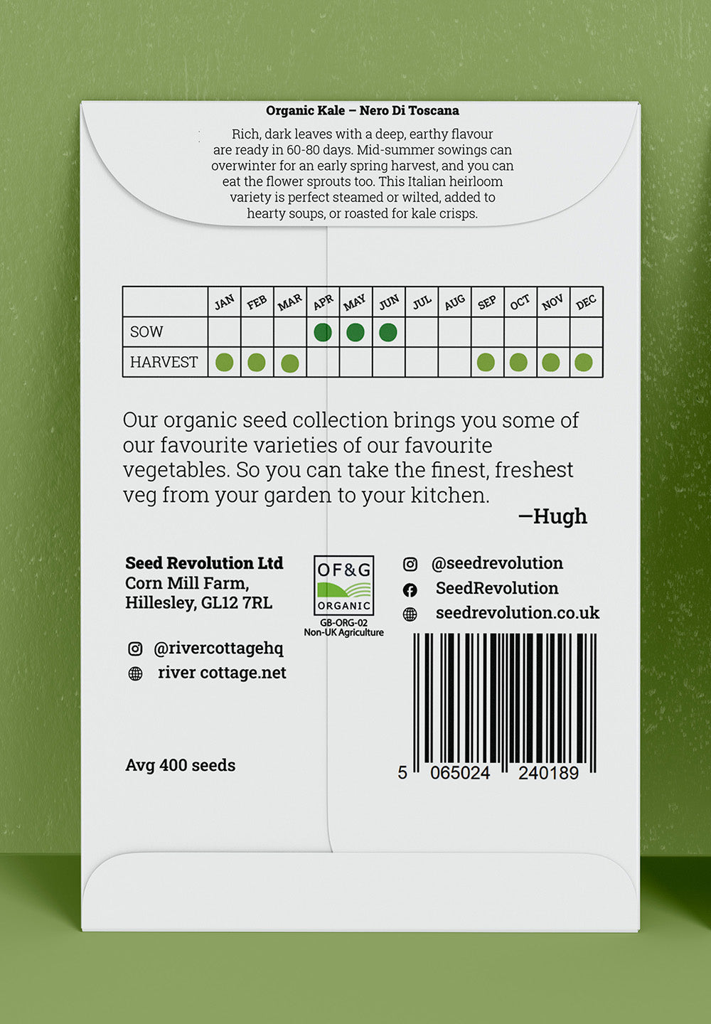River Cottage Organic Veg Seeds - Kale Nero Di Toscana