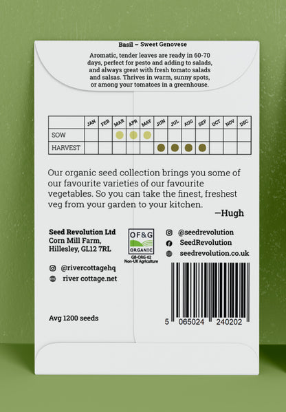 River Cottage Organic Veg Seeds - Basil - Sweet Genovese