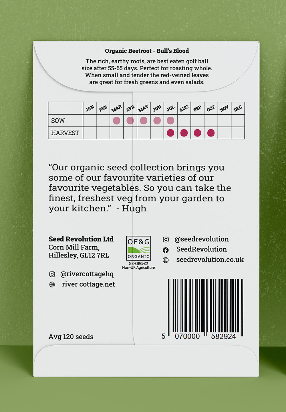 River Cottage Organic Veg Seeds - Beetroot - Bull's Blood