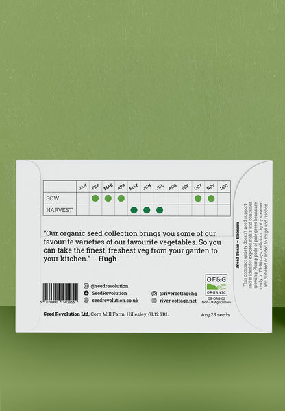 River Cottage Organic Veg Seeds - Broad Bean - Eleonora