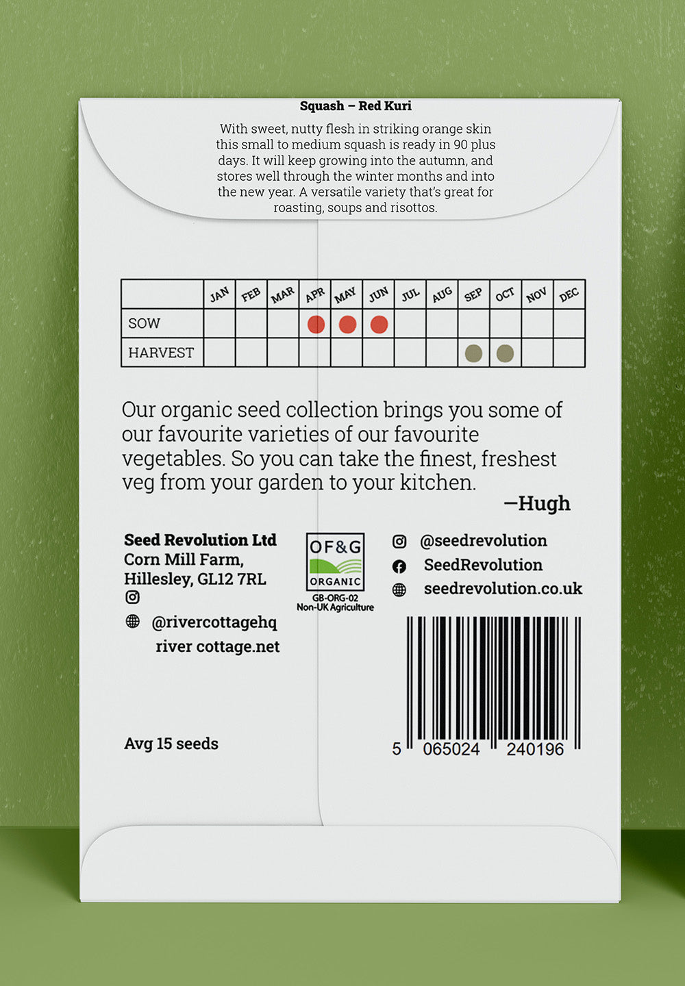 River Cottage Organic Veg Seeds - Squash Red Kuri