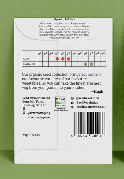 River Cottage Organic Veg Seeds - Squash Red Kuri