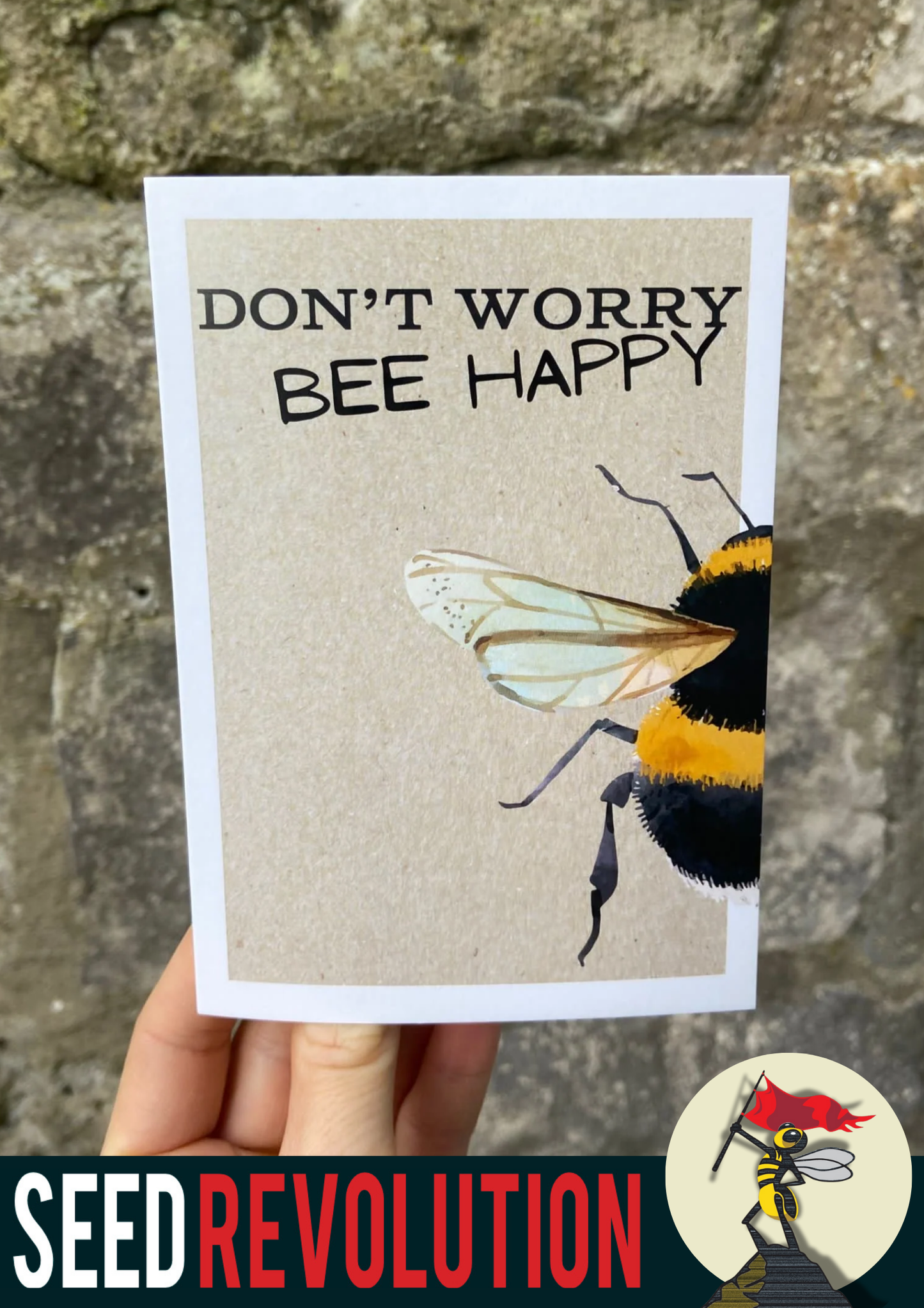 'Don't worry bee happy' greetings card and envelope