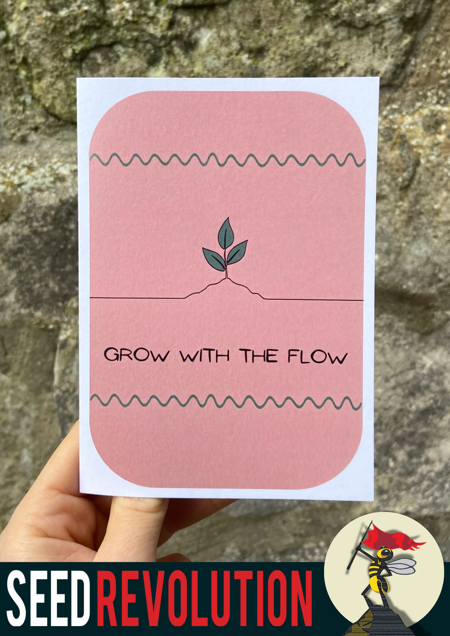 'Grow with the flow' greetings card and envelope