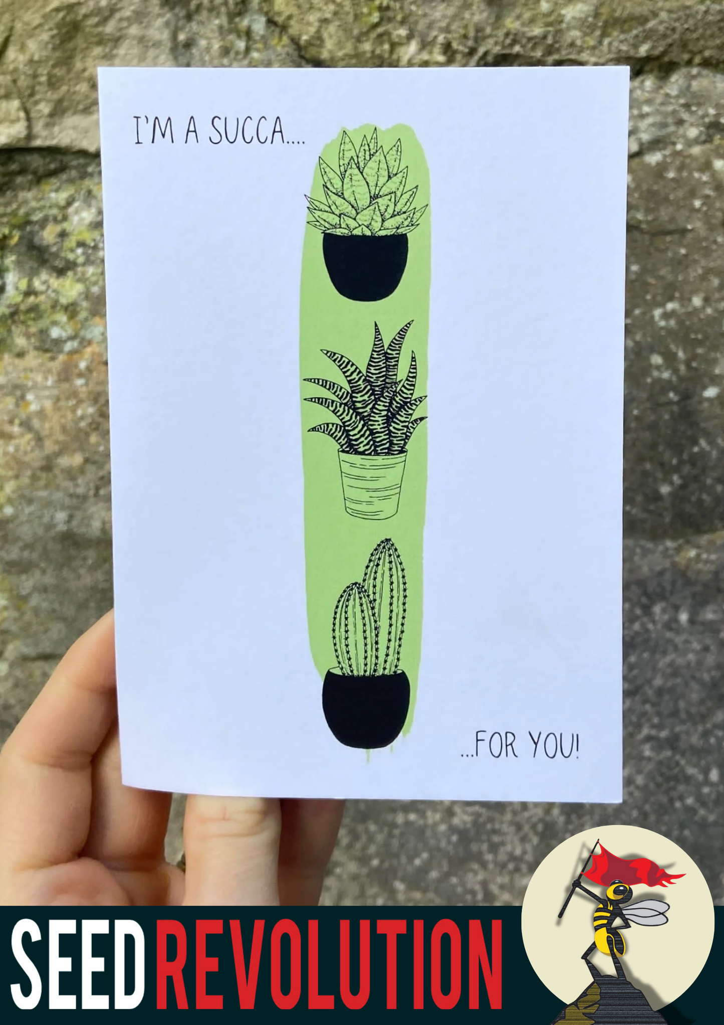 'I'm a succa for you' greetings card and envelope