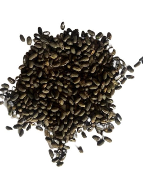 Meadow Cranesbill seed in a pile with text indicating 'No added soil filler, no added grass seed, just seed' and branding logos. Showcasing our Meadow Cranesbill, Geranium pratense, Meadow crane's-bill, Geranium pratense Meadow Cranesbill, Meadow Geranium, british wild flower seeds, british wildflower seeds, uk wildflower seeds