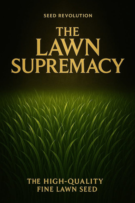 Poster for Seed Revolution's fine lawn seed with grass growing in the dark. Showcasing our Premium Lawn Seed Mix, lawn seed, best grass seed for lawns uk, best grass seed lawns, best lawn seed uk, lawns seeds, grass seed, seed for grass, grass seed premium, luxury lawn, grass seed for lawns.